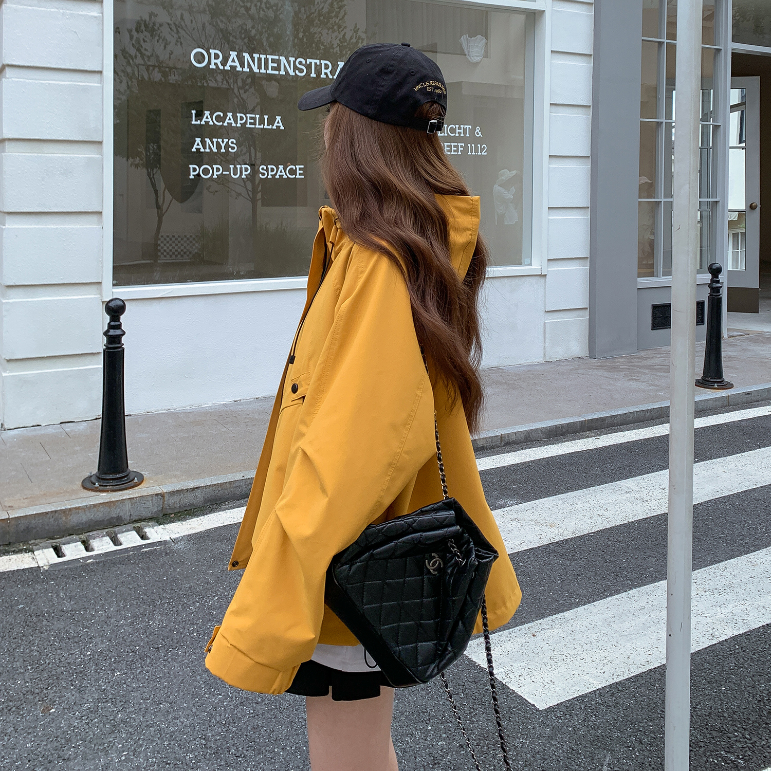 黄色连帽工装外套女春秋2025新款爆款美式复古流行设计感小众夹克,女装短外套,2B154
