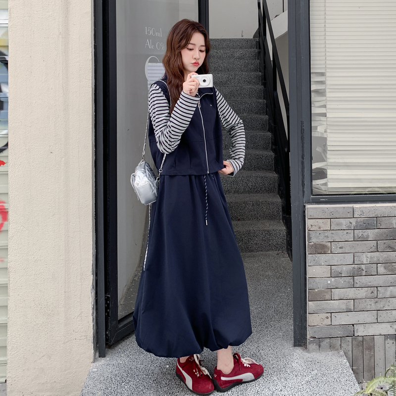 【现货】新款 针织条纹+马甲+半身裙三件套2C056-7051-P185控268图片