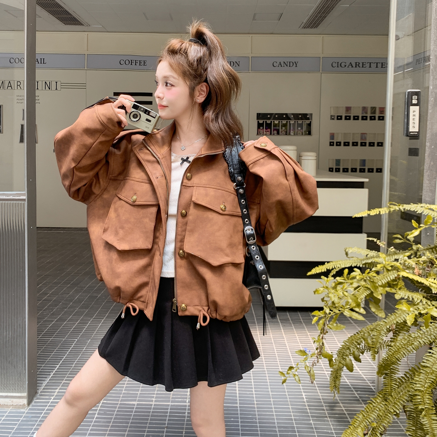 甜酷风休闲气质咖色短外套女春秋2025新款小个子流行爆款超火上衣图片