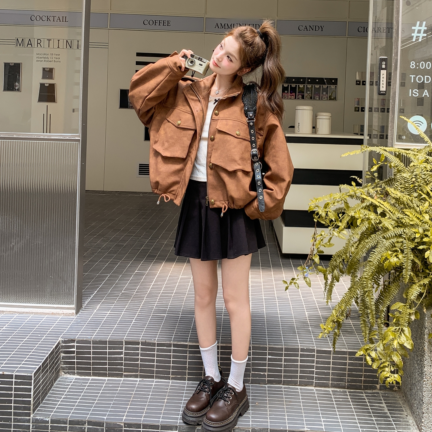 甜酷风休闲气质咖色短外套女春秋2025新款小个子流行爆款超火上衣图片