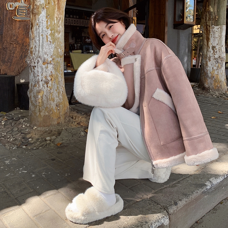 ！冬装新款皮毛一体羊羔毛外套2D112-5507-P195K288,女装短外套,2D112
