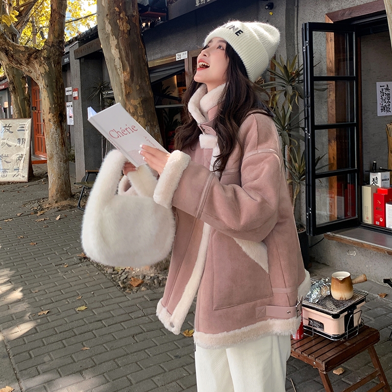 ！冬装新款皮毛一体羊羔毛外套2D112-5507-P195K288,女装短外套,2D112