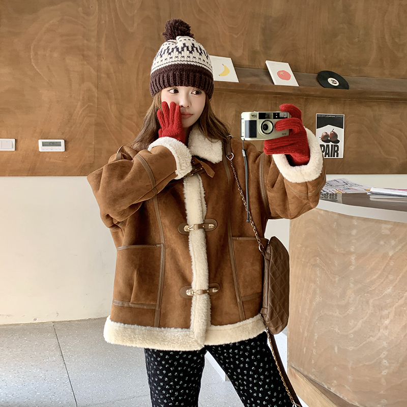 小个子羊羔毛皮毛一体加厚外套女秋冬2025新款保暖流行爆款巨好看图片