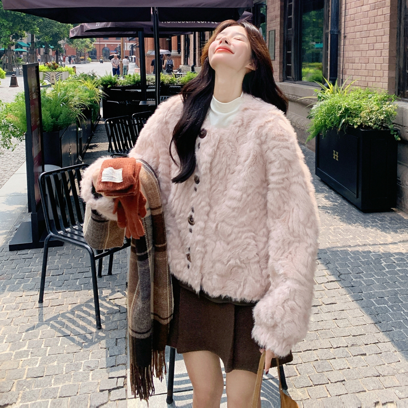 法式气质小香风外套女2025秋冬季新款百搭休闲短款摇粒绒皮毛一体,女装短外套,2C217