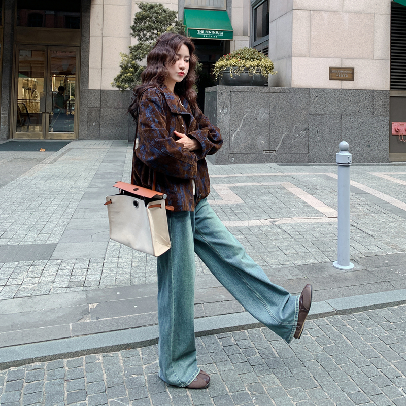 撞色植绒牛仔休闲外套女春秋2025新款小个子独特超好看高级感上衣,女装短外套,2C278