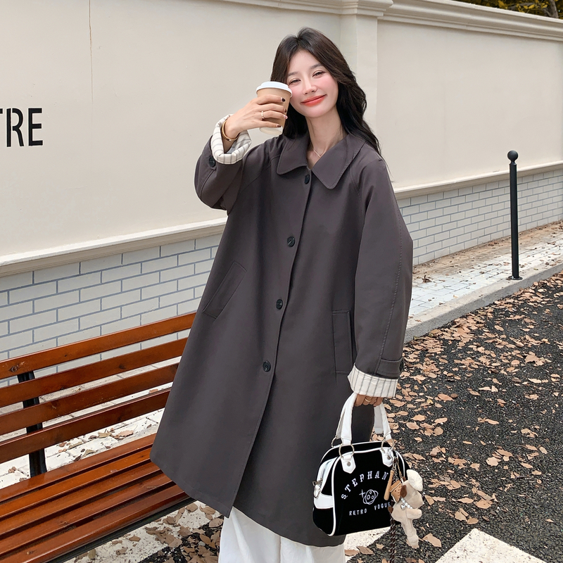 减龄休闲长款灰色风衣外套女春秋2025新款显瘦英伦风大衣流行爆款,女装风衣,2D013