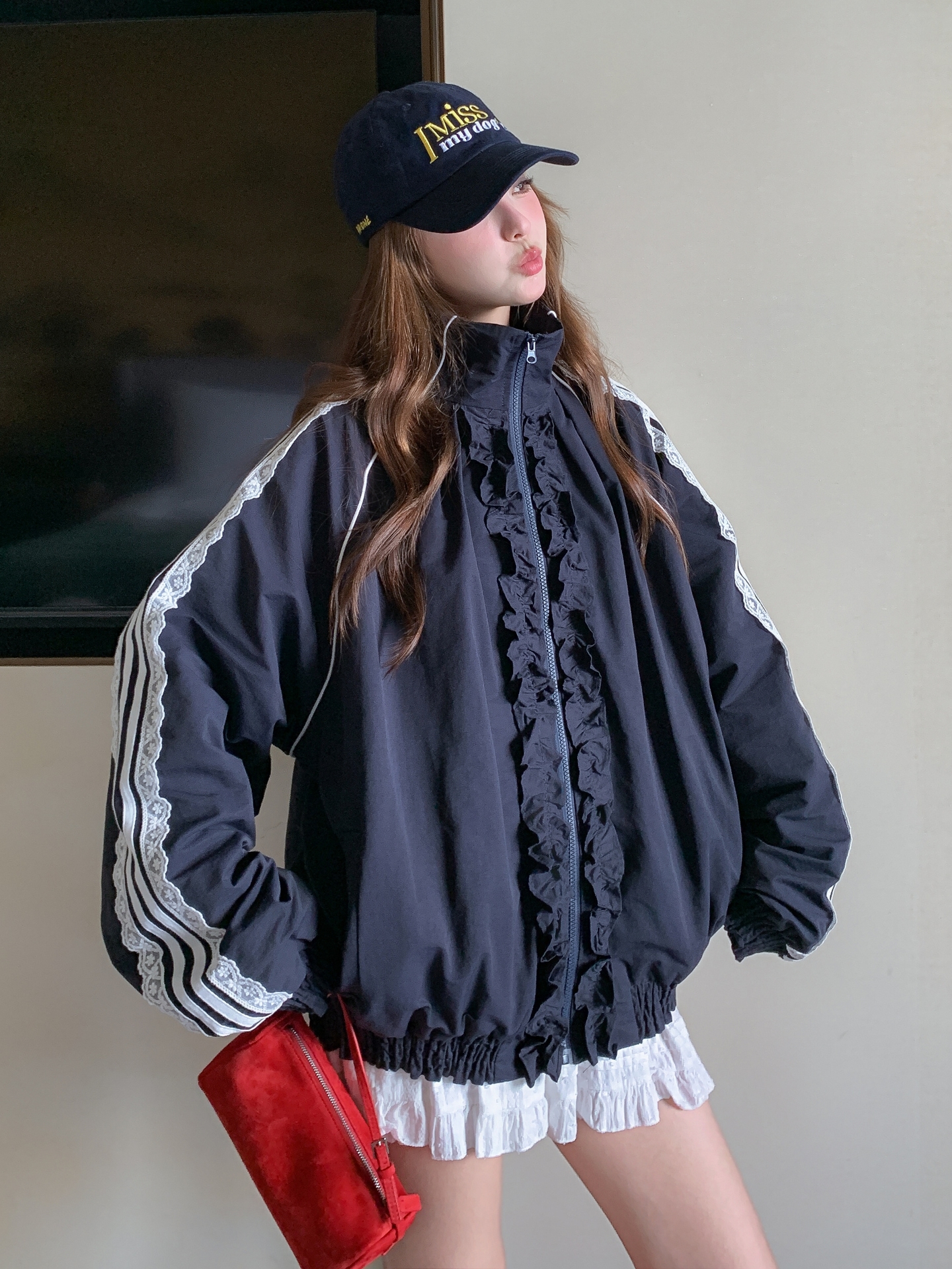 木耳边拼接撞色宽松外套2C259-9970-P165-K248,女装短外套,2C259
