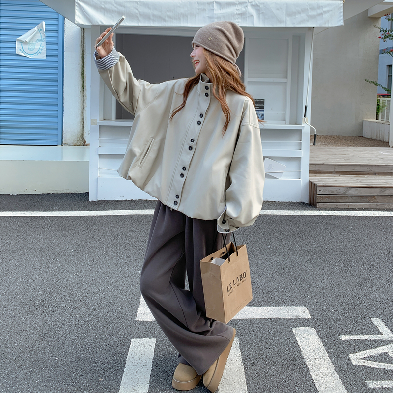 【新品】花苞型工装通勤皮衣外套多色2C105-Q512-P170-K258,女装皮衣,2C105