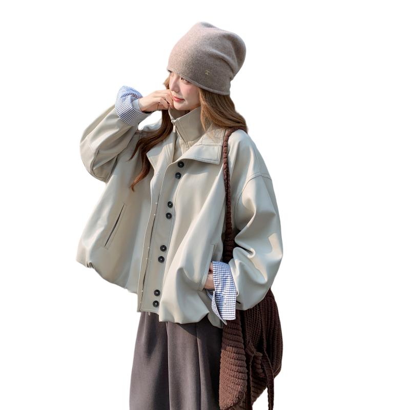 【新品】花苞型工装通勤皮衣外套多色2C105-Q512-P170-K258,女装皮衣,2C105