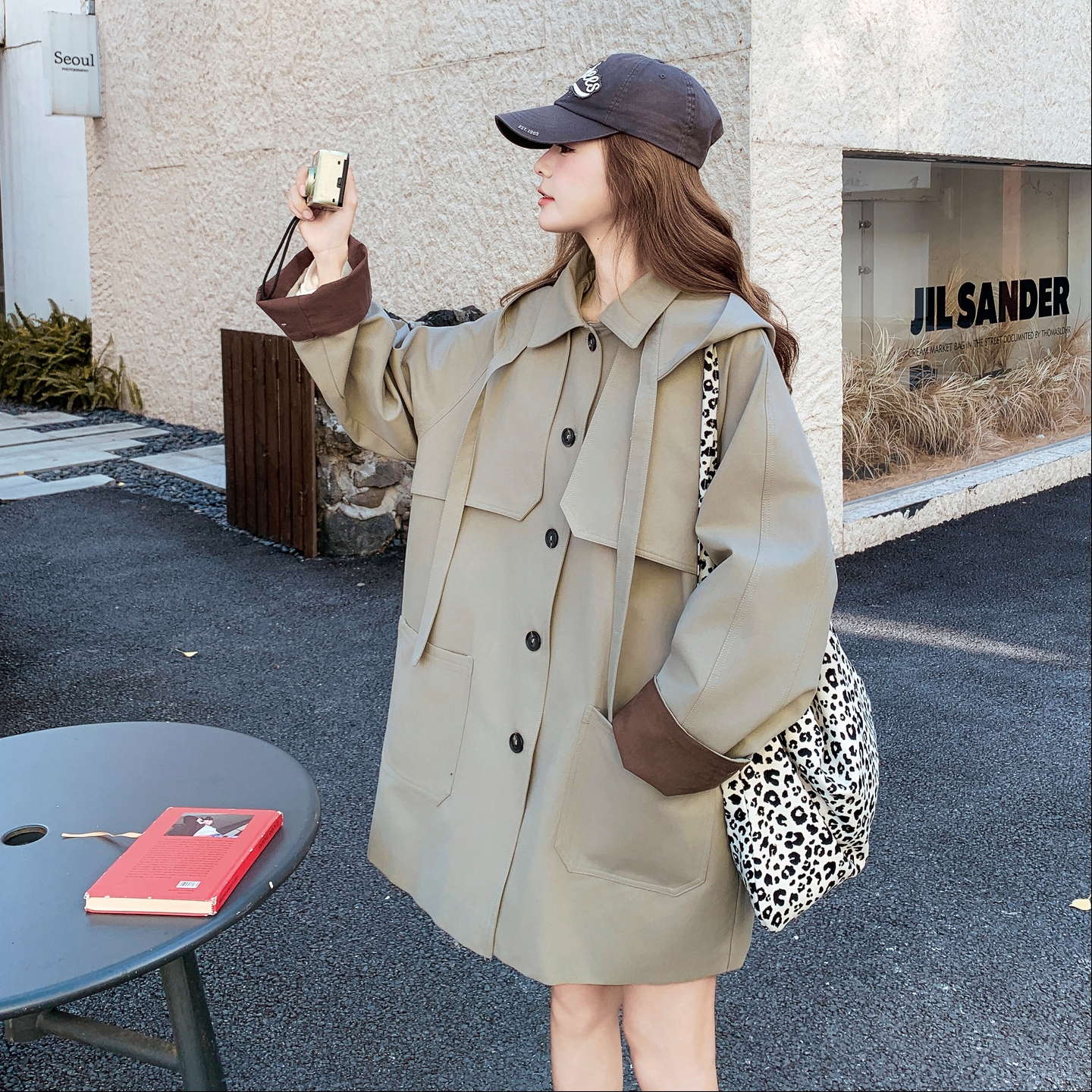 撞色拼接减龄休闲灰色风衣外套女春秋2025新款今年流行爆款巨好看图片