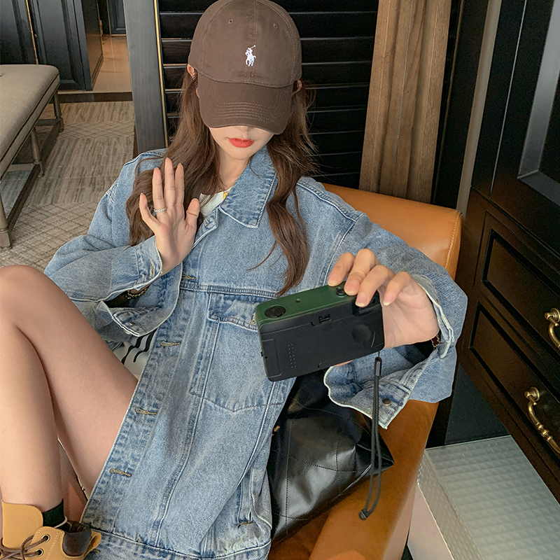韩版时尚休闲高级感牛仔外套女2025春秋新款宽松显瘦做旧水洗上衣,女装短外套,2B220