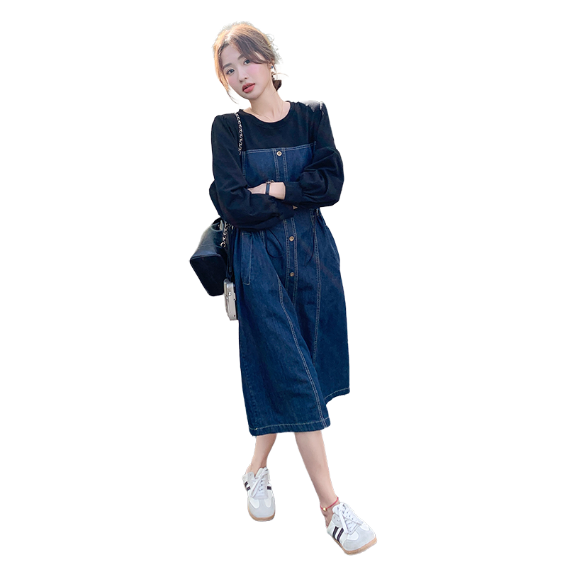 现货：春秋装新款牛仔拼色宽松百搭连衣裙C135-2371P125K178，女装连衣裙，2C135