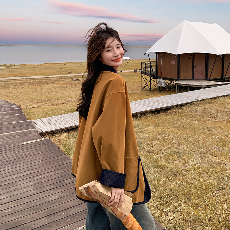 新品美拉德棕撞色设计感外套2593P185K278,女装短外套,2C029