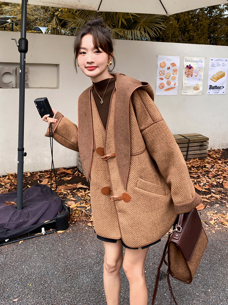 ~！！xian货咖色双面呢跑量牛仔扣大衣P185259,女装毛呢外套,2C262