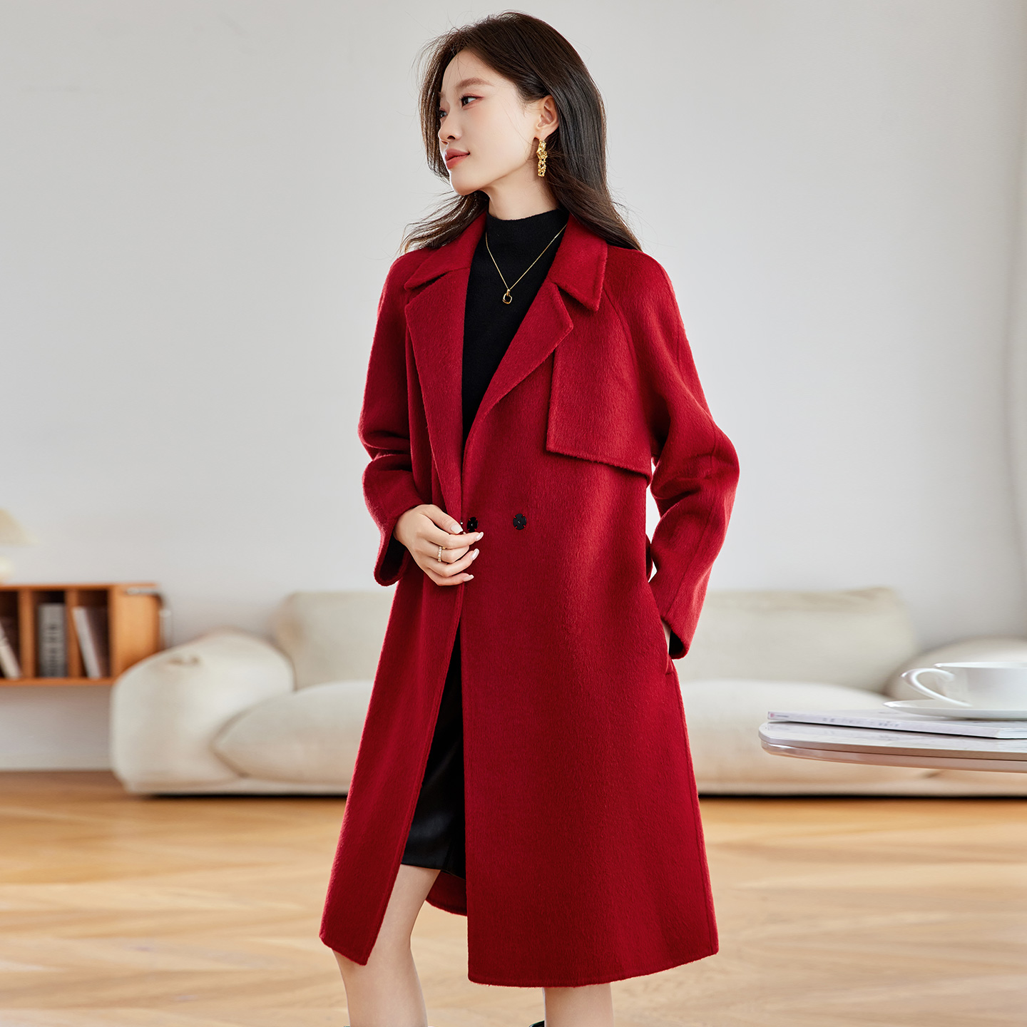 双面羊绒呢大衣女新款3037-P215-控295,女装毛呢外套,英标秀