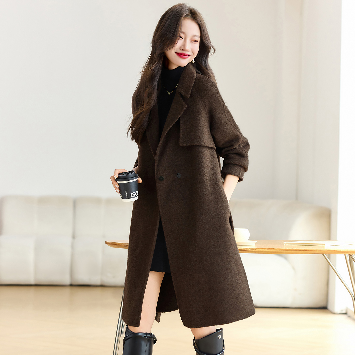双面羊绒呢大衣女新款3037-P215-控295,女装毛呢外套,英标秀
