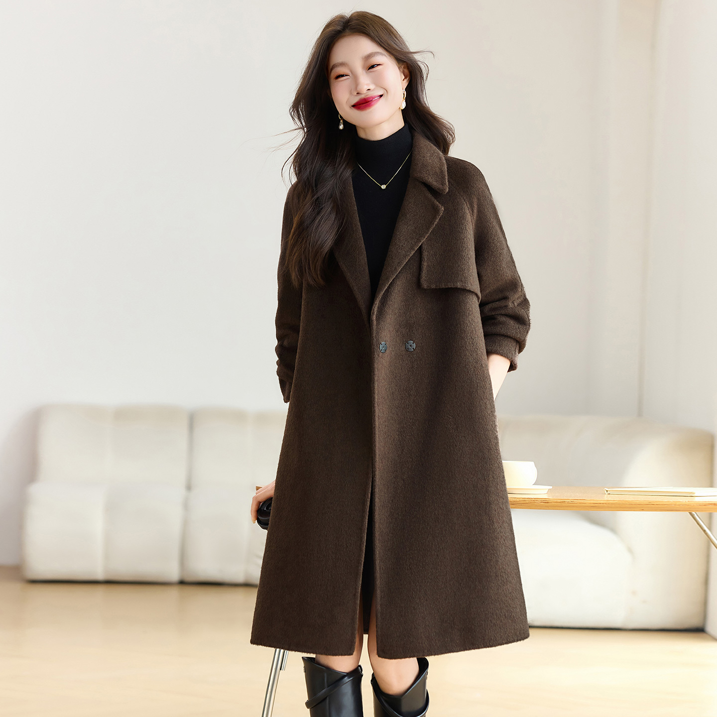 双面羊绒呢大衣女新款3037-P215-控295,女装毛呢外套,英标秀