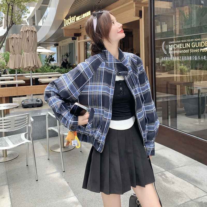 【秋装新品】休闲格纹两面穿外套2C105-Q501-P165-K238,女装短外套,2C105