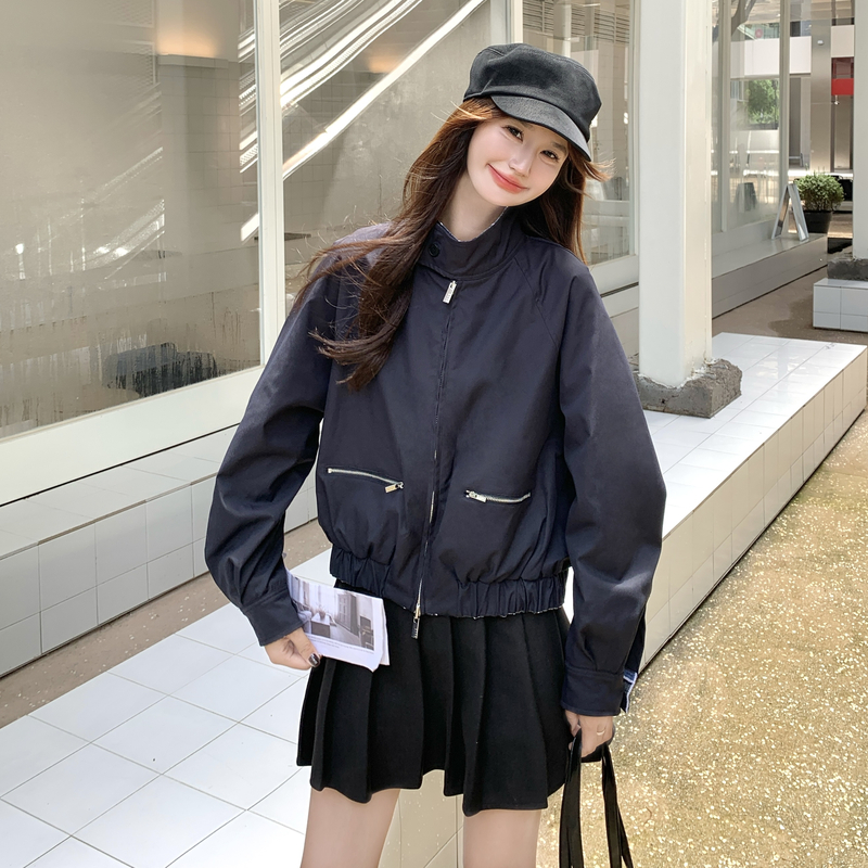 【秋装新品】休闲格纹两面穿外套2C105-Q501-P165-K238,女装短外套,2C105