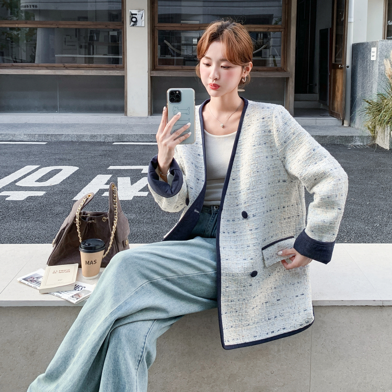 休闲气质小香风V领外套女春秋2025新款独特超好看漂亮高级感上衣图片