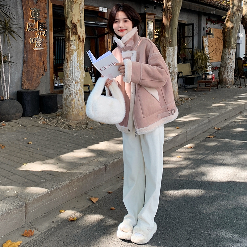 ！冬装新款皮毛一体羊羔毛外套2D112-5507-P195K288,女装短外套,2D112