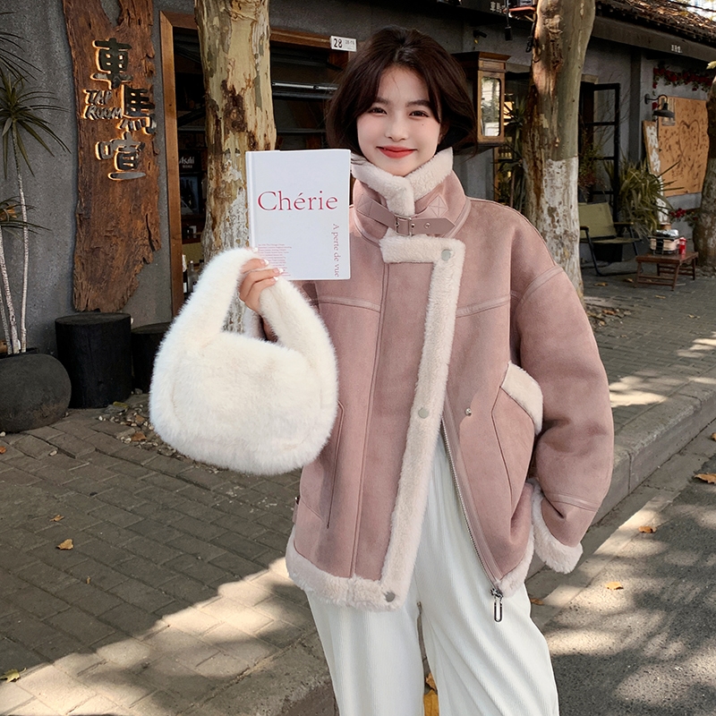 ！冬装新款皮毛一体羊羔毛外套2D112-5507-P195K288,女装短外套,2D112