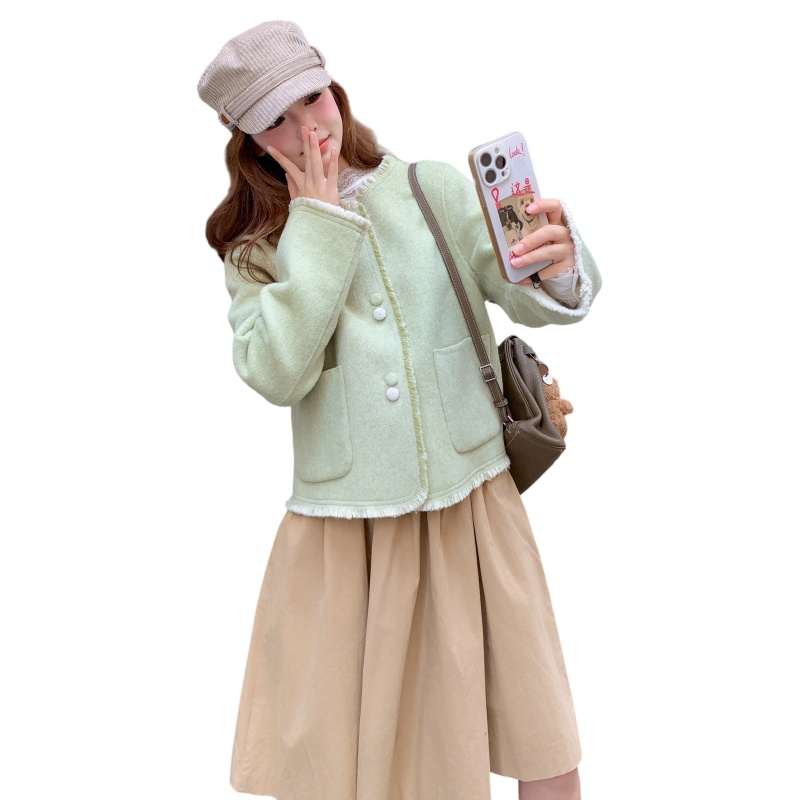 现货 新款双面羊毛短外套2D035-25098P235K348图片