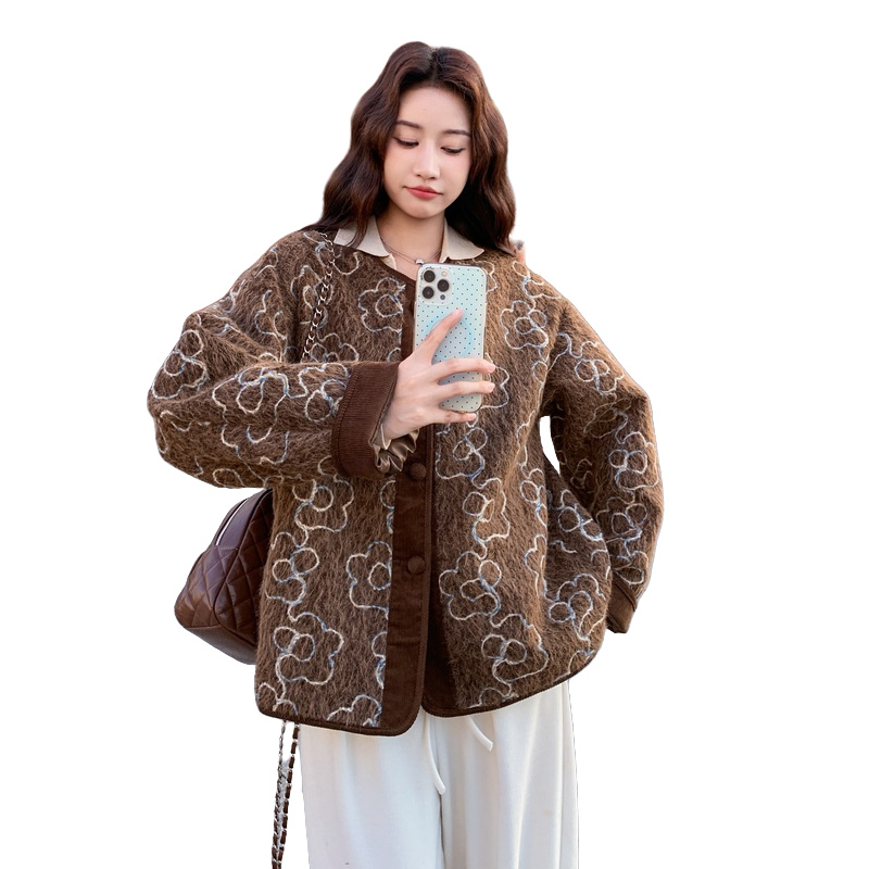 25初冬新品皮毛一体拼色保温外套6527-P165-K268,女装短外套,2C317