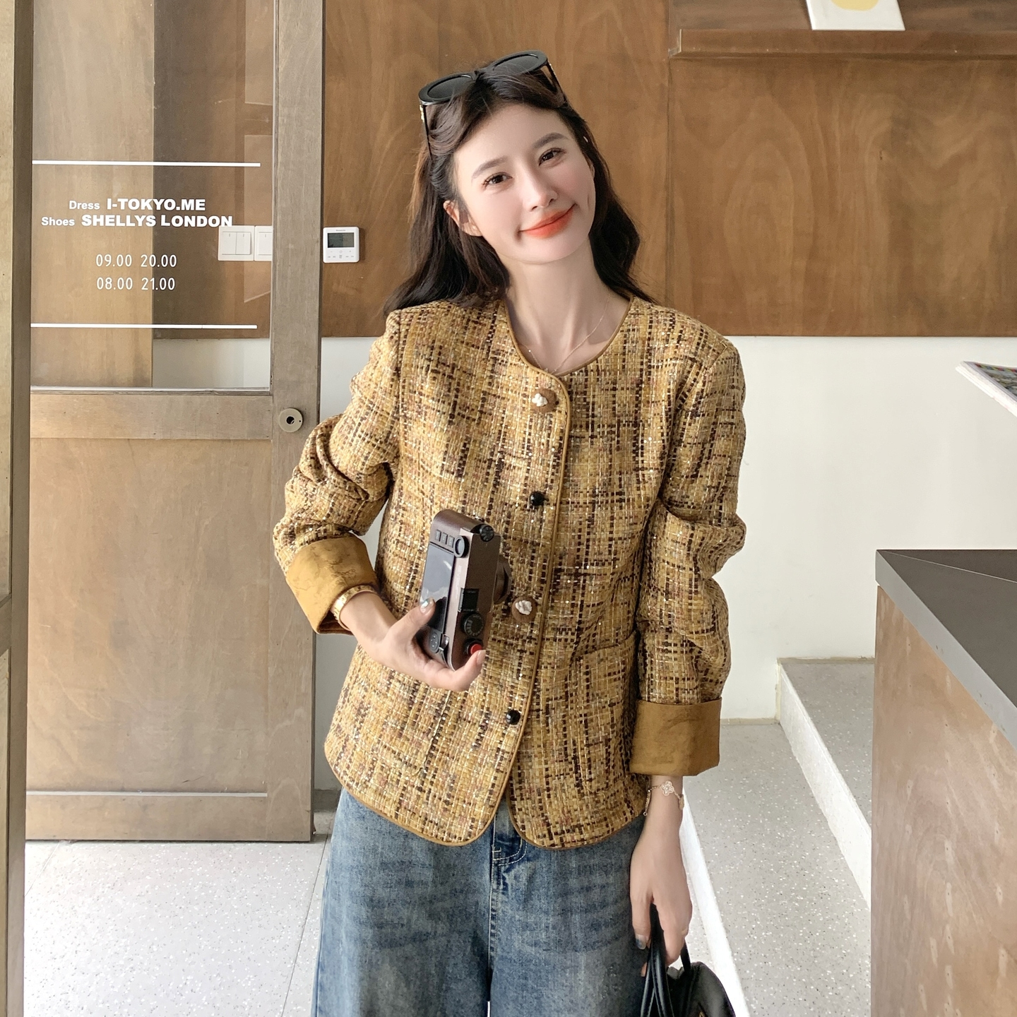 2025秋季新款时尚百搭圆领长袖短外套女小个子高级感宽松显瘦上衣,女装短外套,2C271