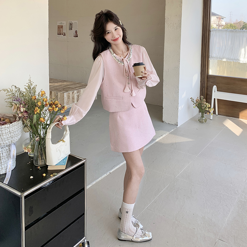 春装新款大量！衬衫马甲半身裙三件套2C133-8910-P185-K248，女装套装/套裙，2C133