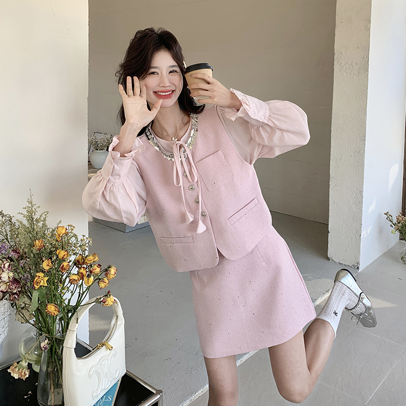 春装新款大量！衬衫马甲半身裙三件套2C133-8910-P185-K248，女装套装/套裙，2C133