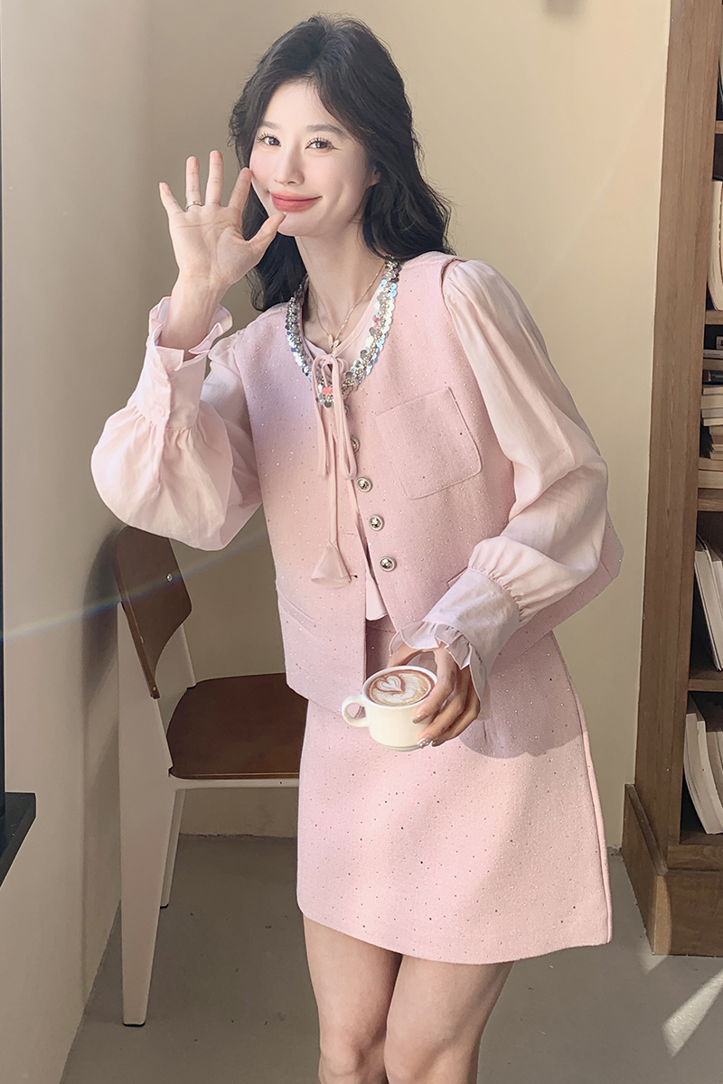 春装新款大量！衬衫马甲半身裙三件套2C133-8910-P185-K248，女装套装/套裙，2C133