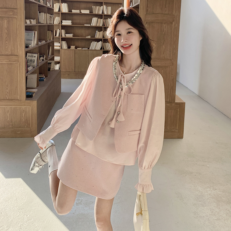 春装新款大量！衬衫马甲半身裙三件套2C133-8910-P185-K248，女装套装/套裙，2C133