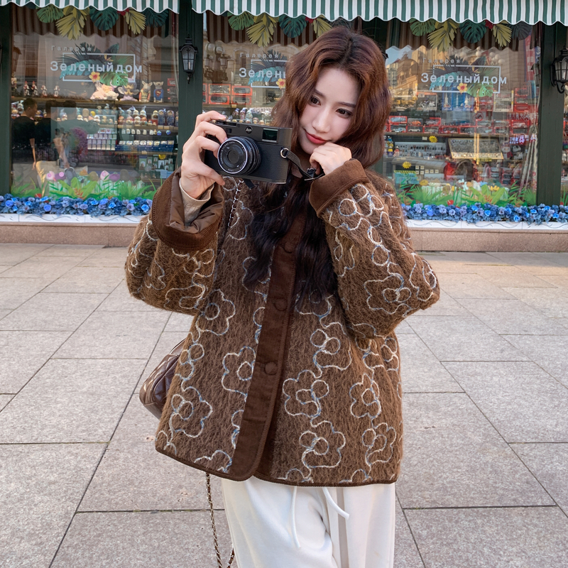 25初冬新品皮毛一体拼色保温外套6527-P165-K268,女装短外套,2C317