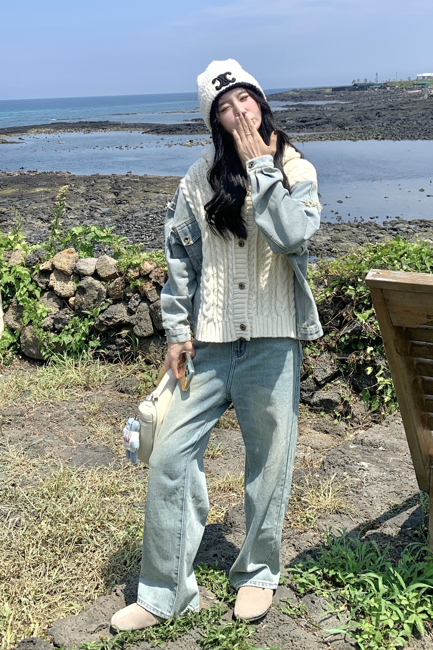 复古牛仔拼接针织连帽外套女春秋2025新款小个子学院风巨好看上衣,女装短外套,2C028