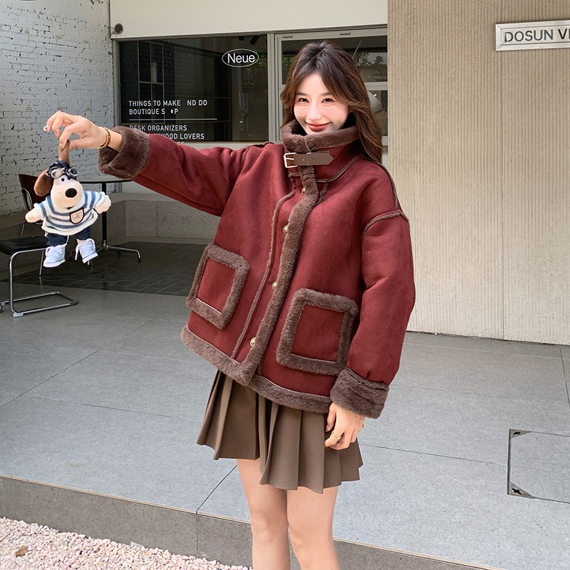 新款！冬装皮毛一体羊羔毛外套2C133-8808-P180-K268，女装短外套，2C133