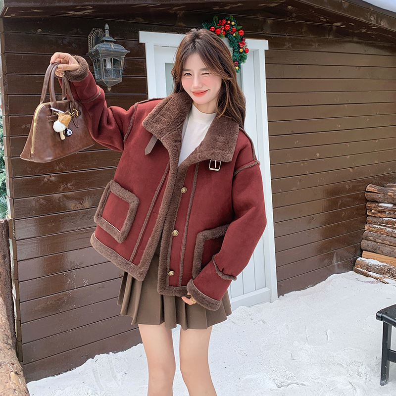 新款！冬装皮毛一体羊羔毛外套2C133-8808-P180-K268，女装短外套，2C133