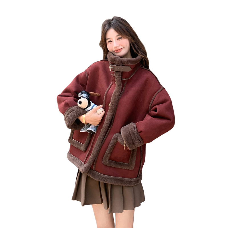 新款！冬装皮毛一体羊羔毛外套2C133-8808-P180-K268，女装短外套，2C133