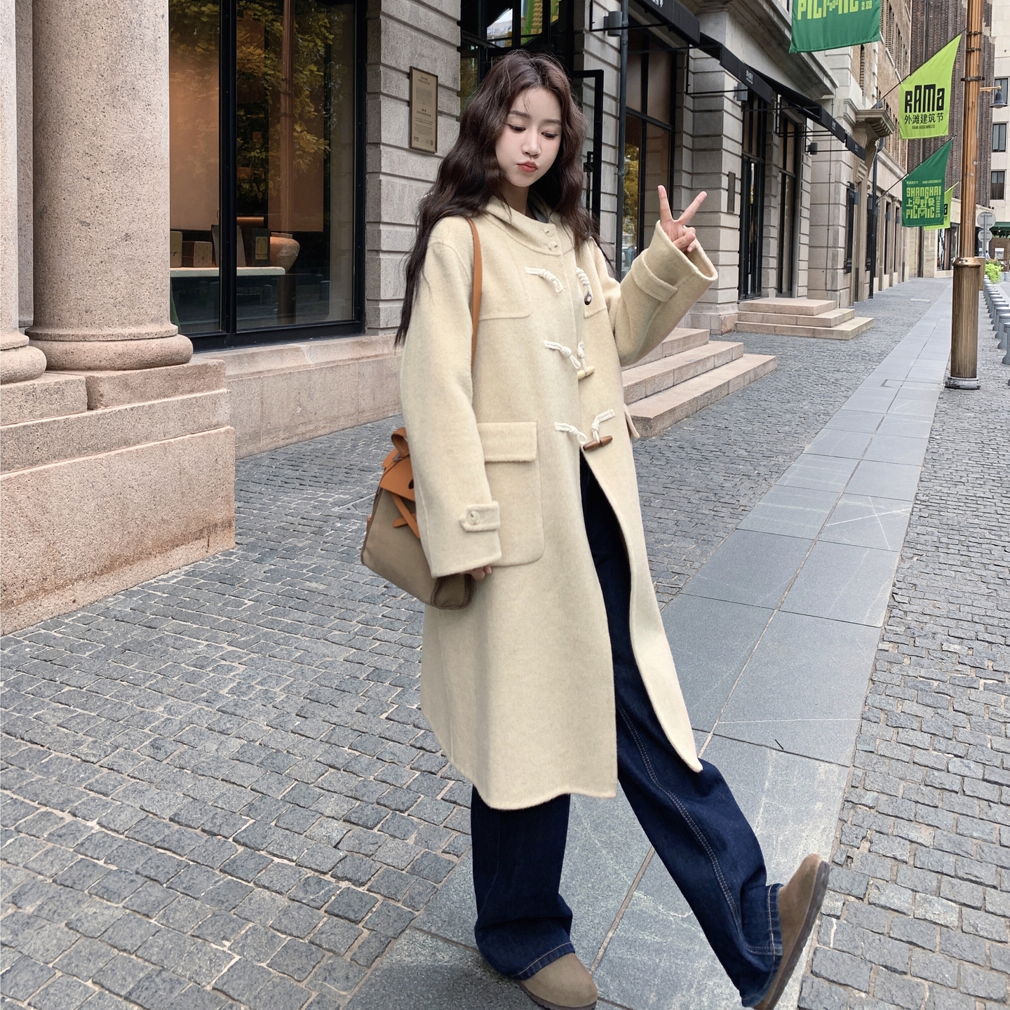 新品双面连帽羊毛毛呢大衣A2562-P285-K425,女装毛呢外套,2C261