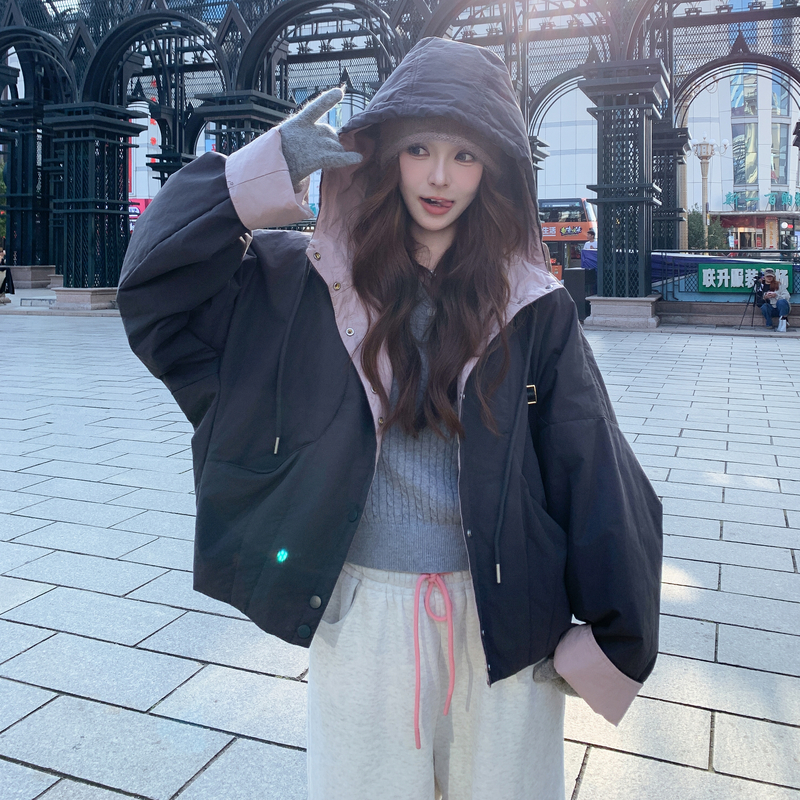 25冬季新品撞色韩版棉服外套6525-P155-K248,女装短外套,2C317