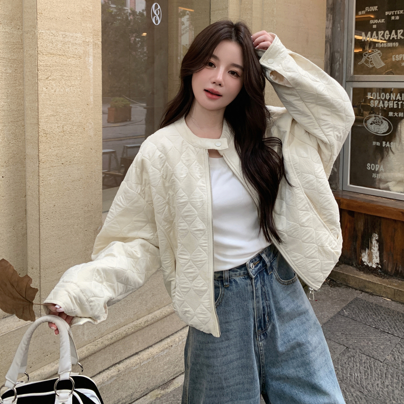 韩系chic白色羽绒棉服女秋冬超火好看高级小众棉衣棉袄轻薄短外套图片